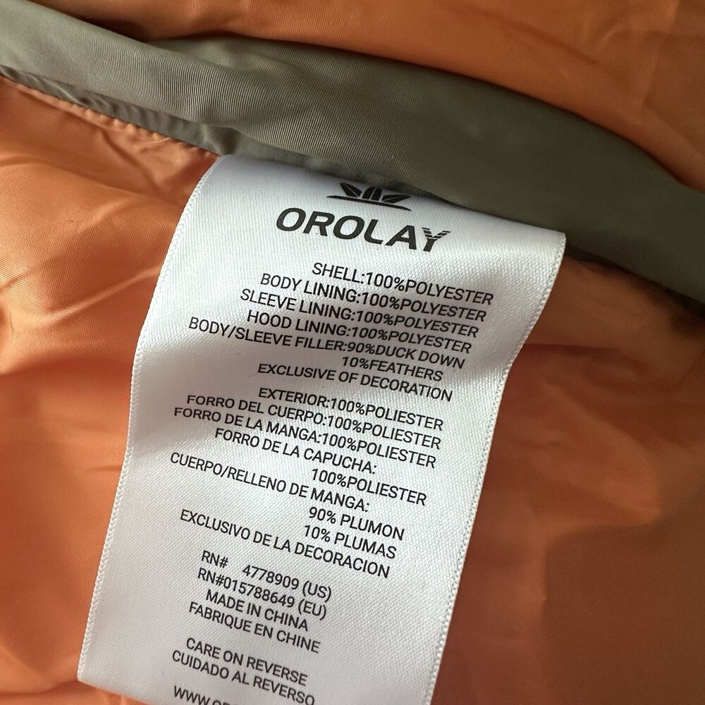 Orolay Puffer Coat XL Women's Jacket Thickened Down Green Zippers Parka - Picture 6 of 8